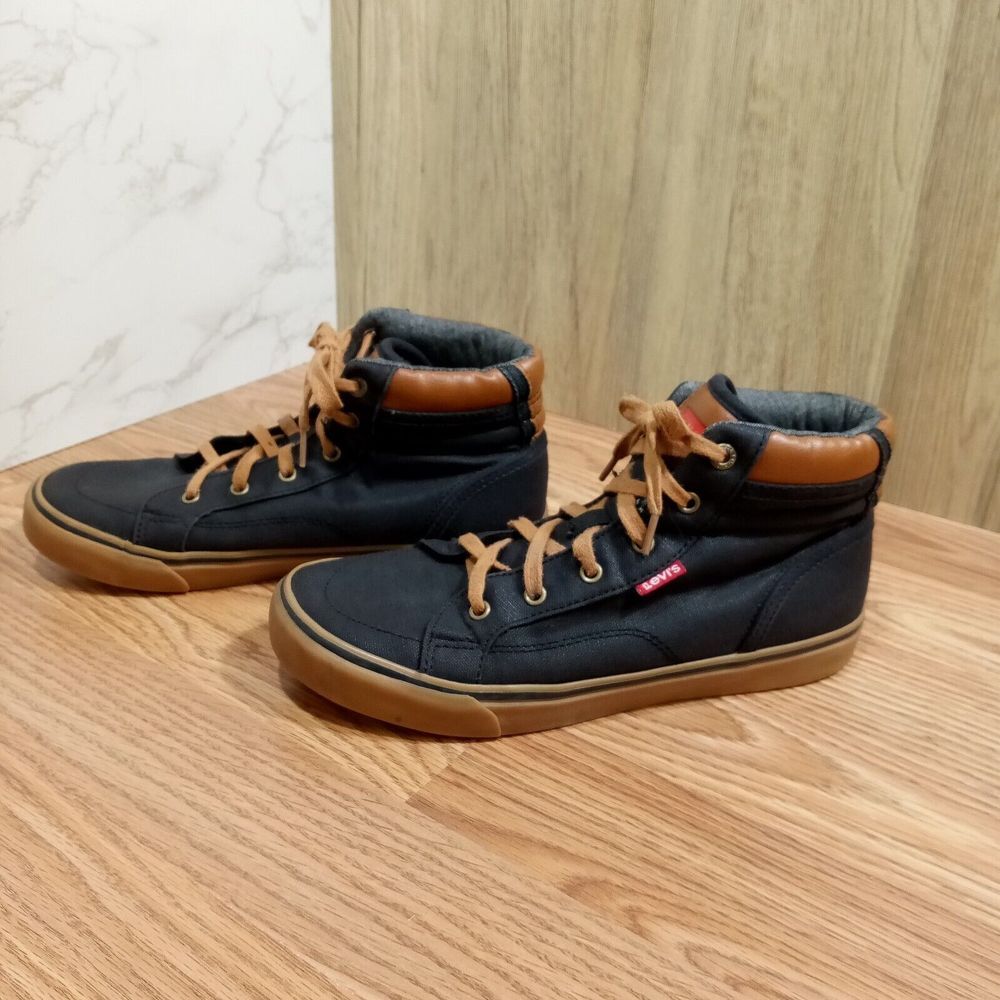Levi's‎ Sneakers Kids Sz 5 (Womens Sz 6.5) Mid Top Black Canvas Eu 37